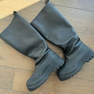 Black Knee-High Rubber Boots